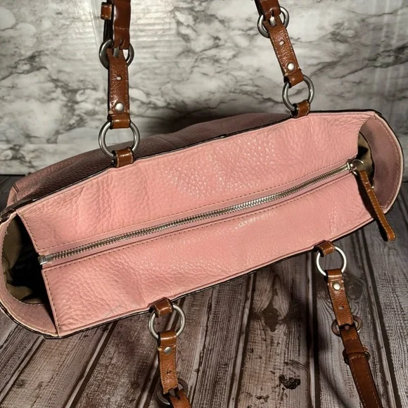 Coach Pink and Brown Leather Tote Bag Purse Double Handles - Picture 10 of 14